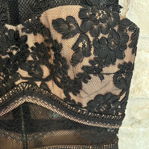 Three Floor Black Lace Cutout Dress - Picture 3 of 3